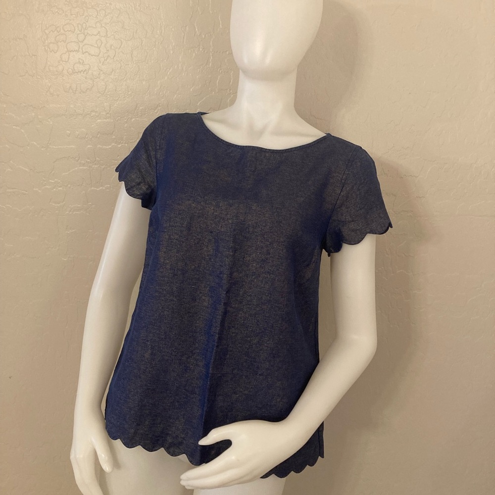 Vineyard Vines Navy Blue Shimmer Scallop Top 4